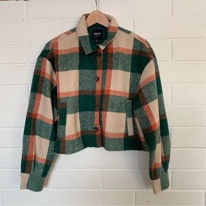 Oat New York Plaid button down jacket.